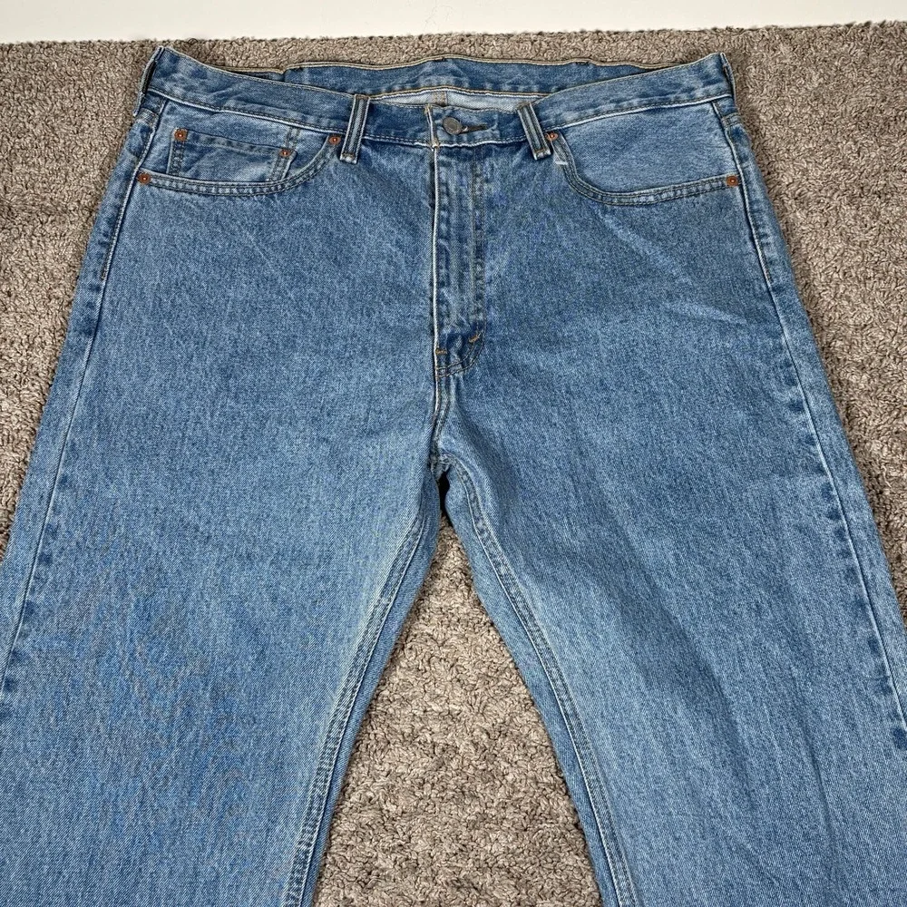 Levis Jeans Mens 38x29 Blue 505 Denim Pants Washed Out Regular Straight Workwear